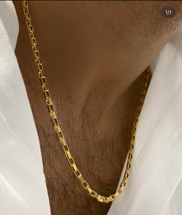 Premium Men's Elongated Box Link Gold Chain