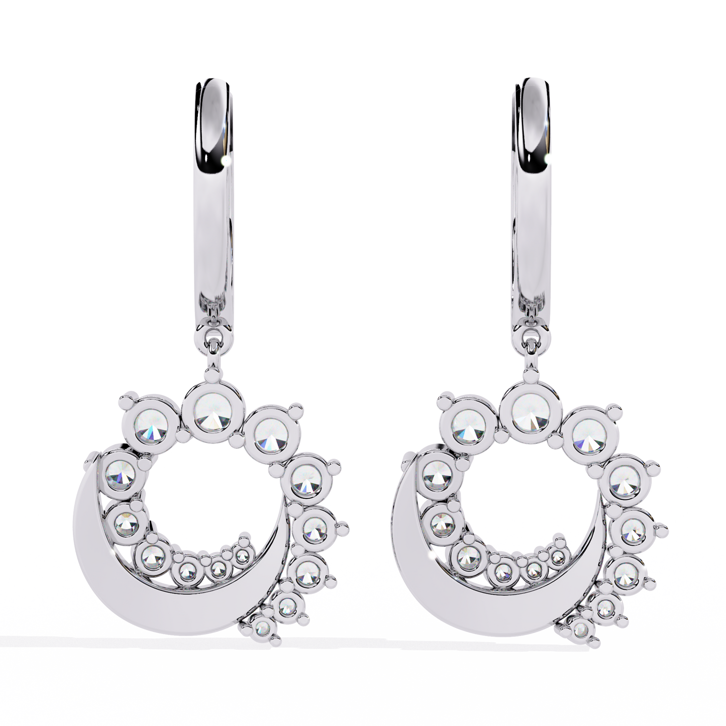 Diamond Hoop Drop Earrings