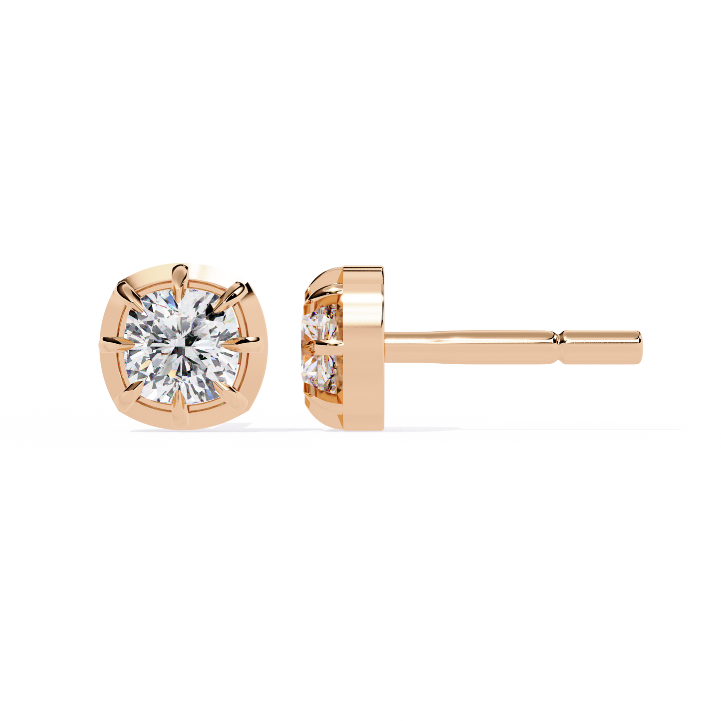 Round Brilliant Cut Diamond Stud Earrings