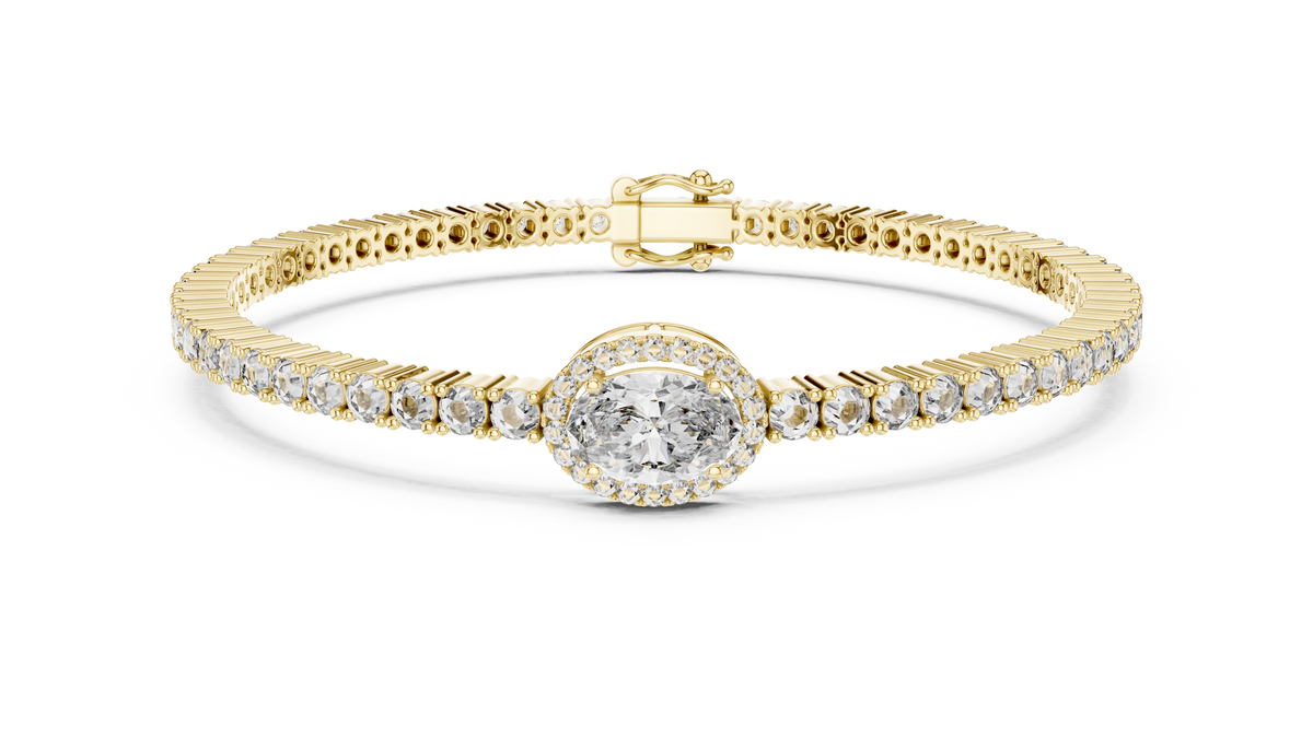 Exquisite Oval Halo Diamond Tennis Bracelet