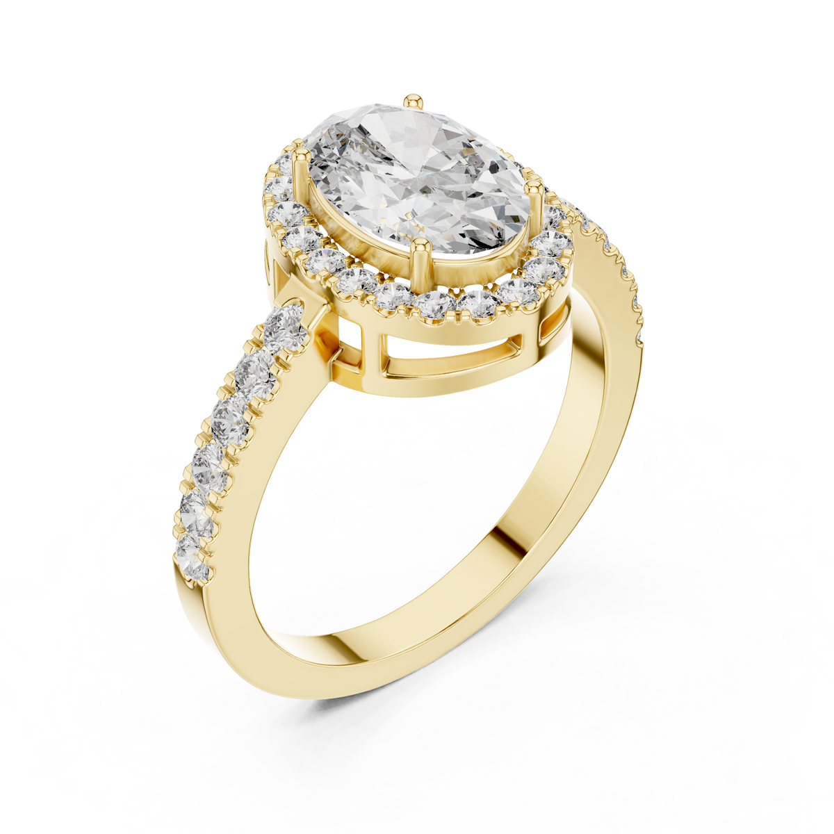 Classic Oval Halo Diamond Engagement Ring