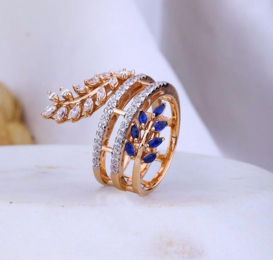 Exquisite Leaf Bypass Statement Ring