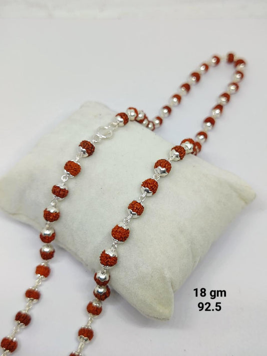 92.5 Sterling Silver Rudraksha Mala Chain