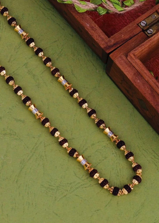 Premium Gold-Plated Rudraksha Mala Chain