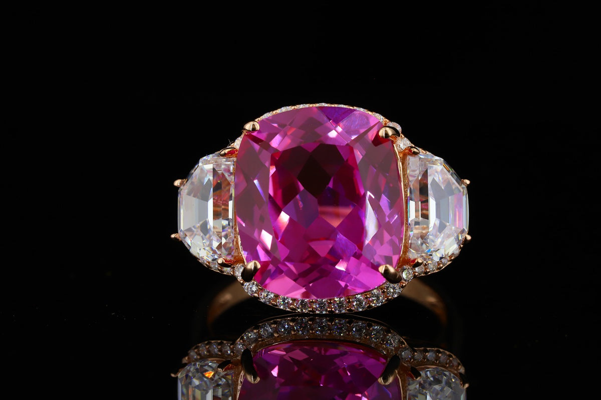 Cushion Cut Pink Sapphire & Diamond Ring