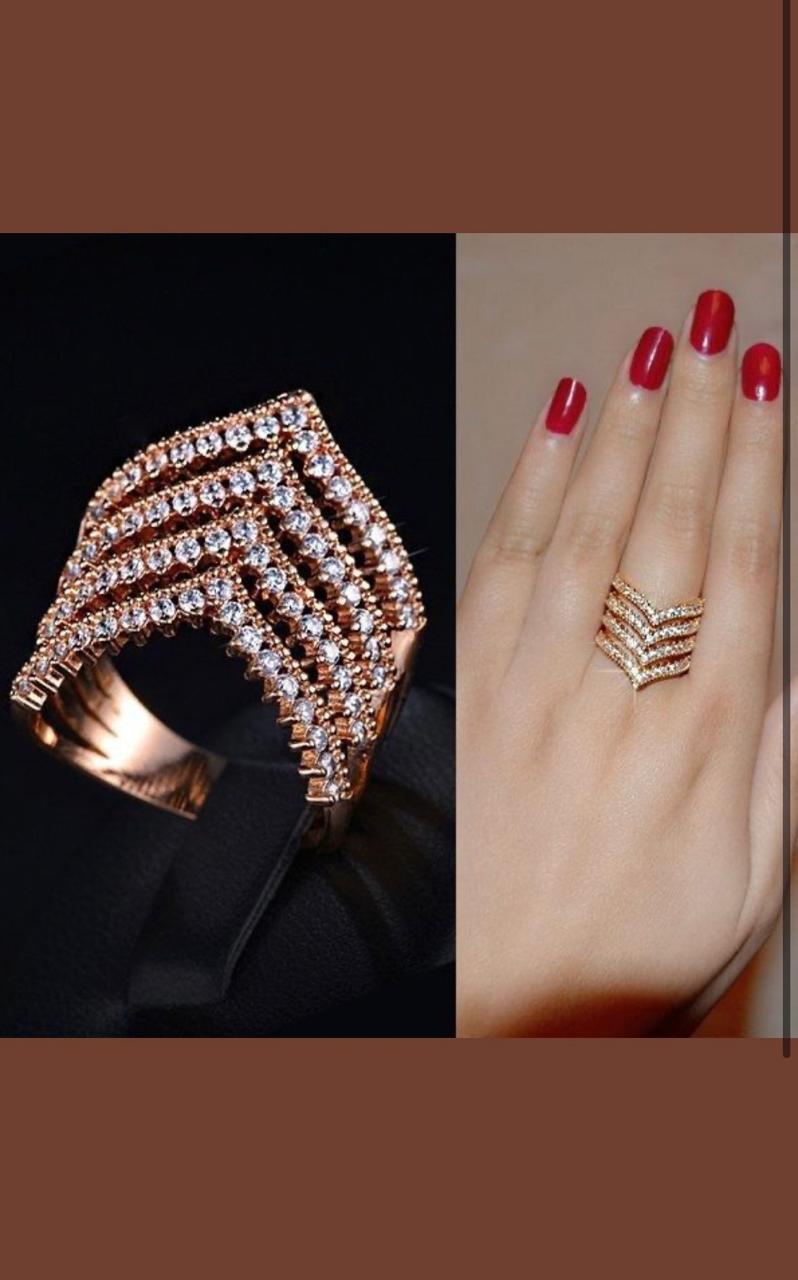 Sparkly Rose Gold Chevron Statement Ring