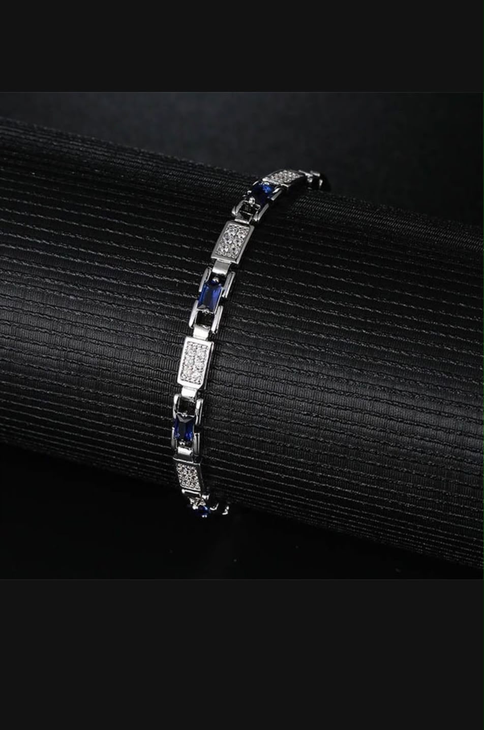 Elegant Art Deco Sapphire & Diamond Link Bracelet