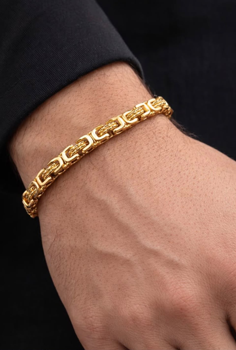 Gold Plated Byzantine Box Chain Bracelet for Men