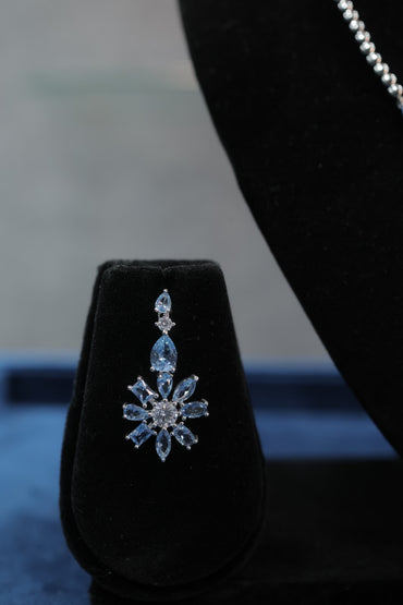 Exquisite Snowflake Aquamarine & Diamond Jewelry Set