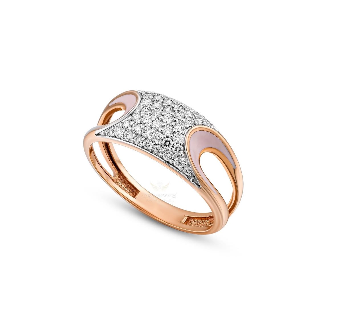 Modern dome/pavé cocktail ring with a split-shank band