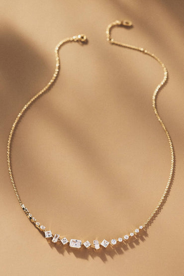 Mixed-Cut CZ Cluster Chain Necklace