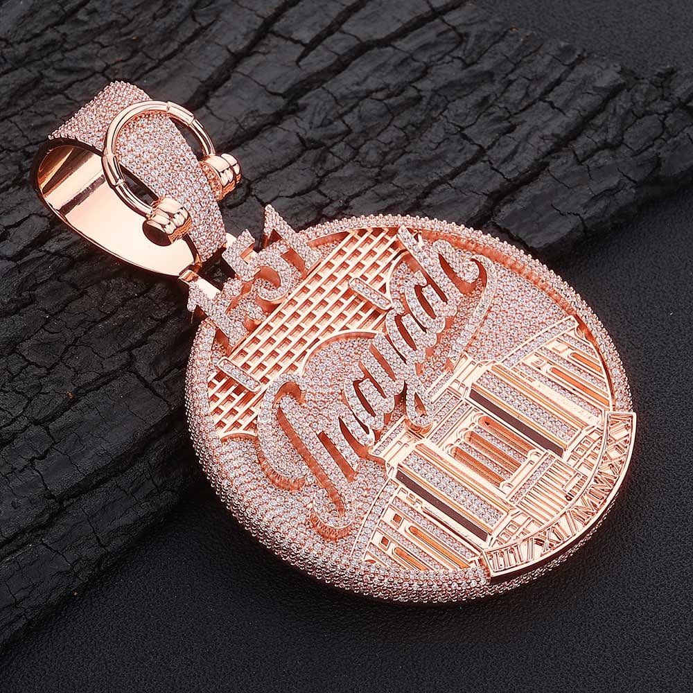 Custom 15th Inaugural Architectural Round Pendant – Rose Gold