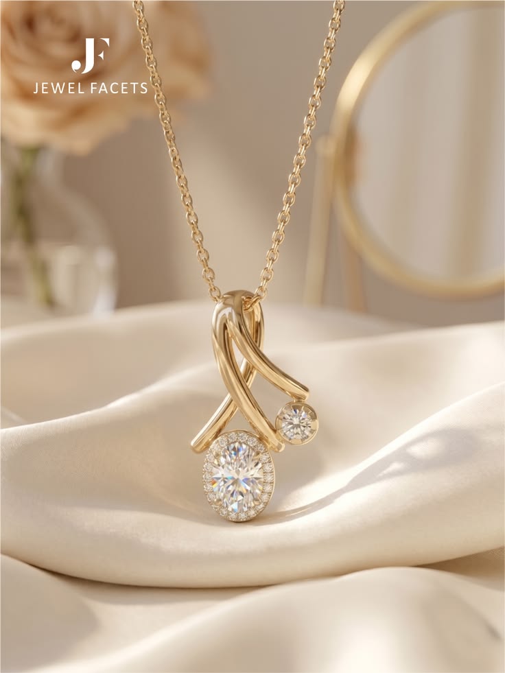 Elegant Intertwined Dual-Stone Pendant Necklace