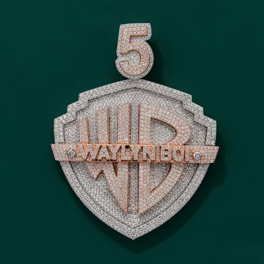 Custom Diamond Warner Bros. Style Pendant. Hip Hop Pendant