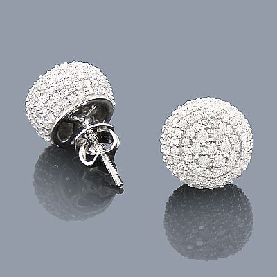 Men's Domed Micro-Pave Diamond Cluster Stud Earrings
