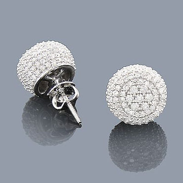 Men's Domed Micro-Pave Diamond Cluster Stud Earrings