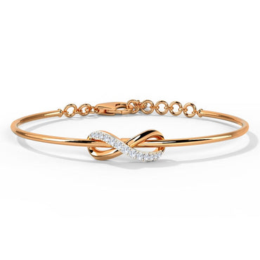 This is a delicate rose gold infinity bracelet