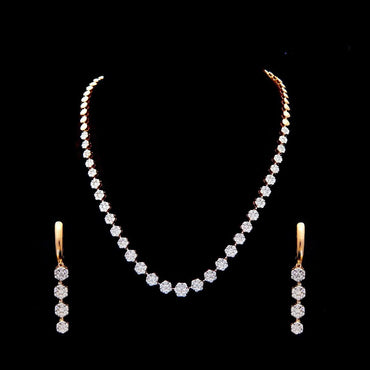 Exquisite Diamond Floral Necklace & Earring Set