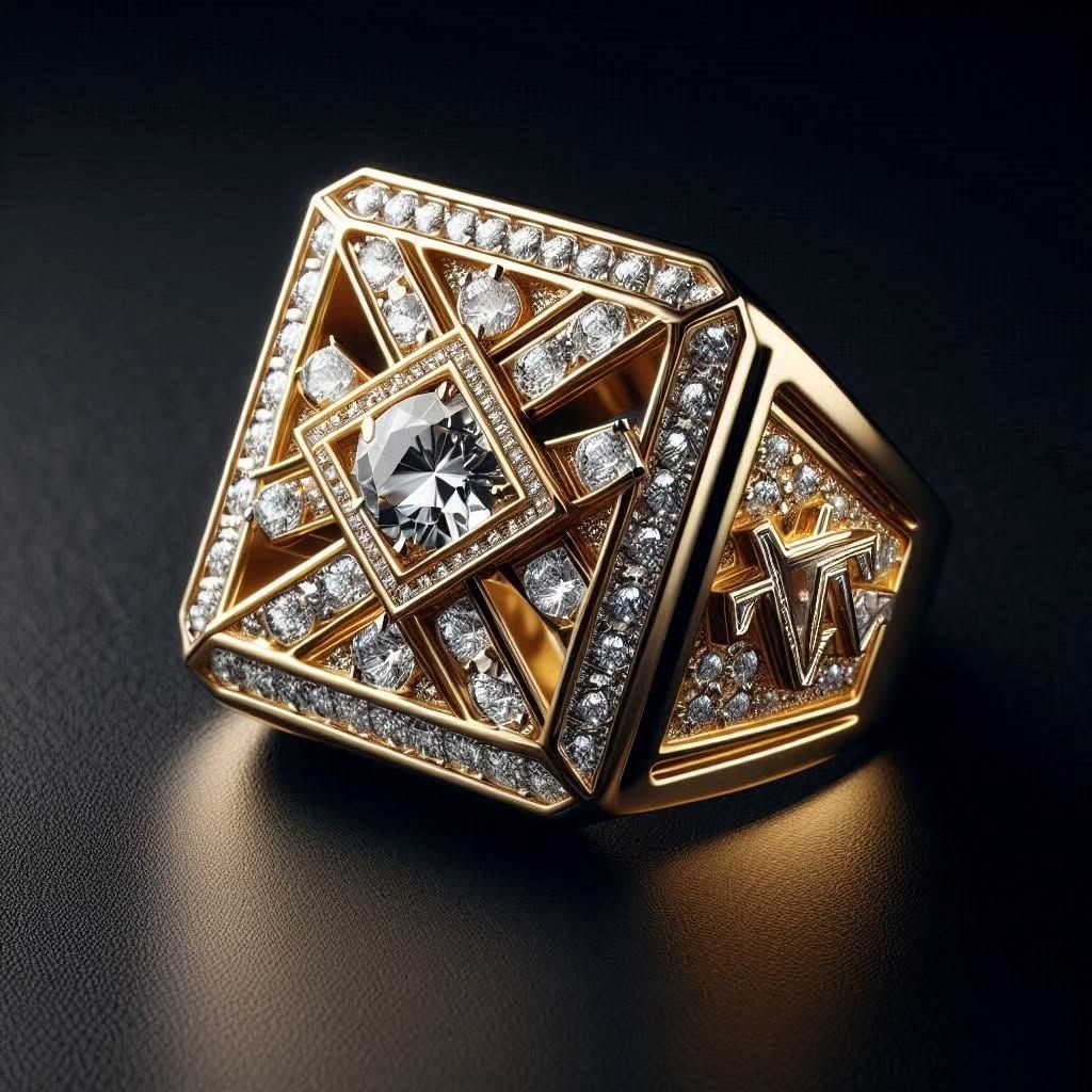 Luxury Geometric Gold & Diamond Statement Ring