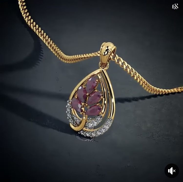 Ruby & Diamond Teardrop Pendant