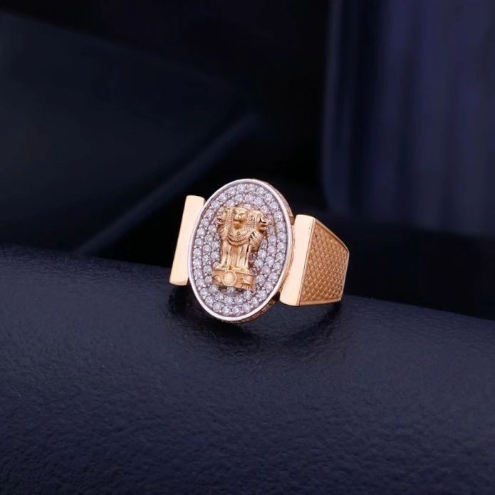 Gold Lion Capital of Ashoka Statement Ring