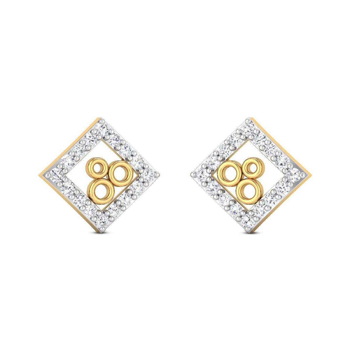 Geometric Two-Tone Diamond Stud Earrings