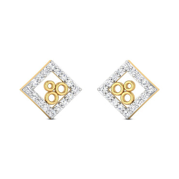 Geometric Two-Tone Diamond Stud Earrings