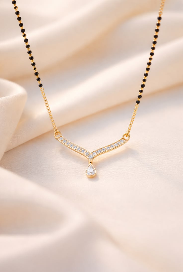 Elegant V-Shape Teardrop Mangalsutra