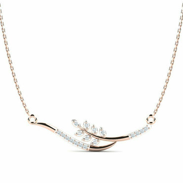 Rose Gold Leaf Motif Diamond Necklace