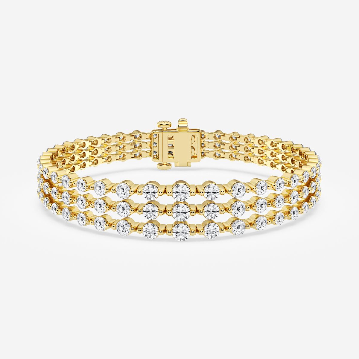 Luxury 3-Row Round Brilliant Diamond Tennis Bracelet