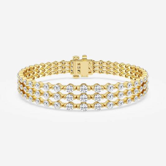 Luxury 3-Row Round Brilliant Diamond Tennis Bracelet
