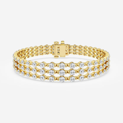 Luxury 3-Row Round Brilliant Diamond Tennis Bracelet