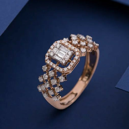 Elegant Rose Gold Diamond Cluster Statement Ring