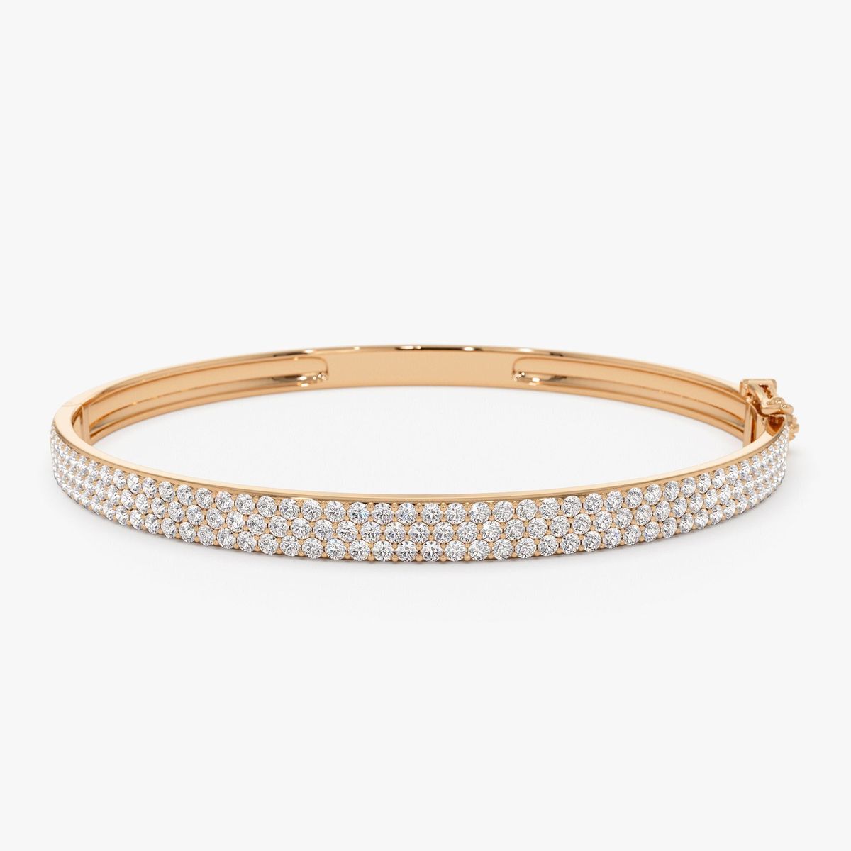 Stunning 3-Row Pavé Diamond Bangle Bracelet