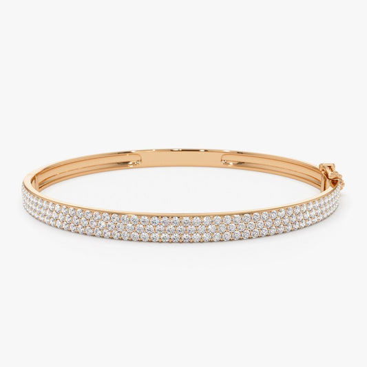 Stunning 3-Row Pavé Diamond Bangle Bracelet