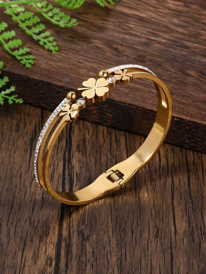 Four-Leaf Clover Bangle Bracelet