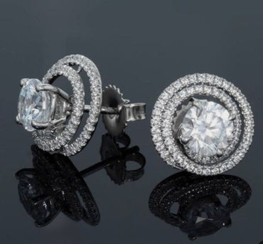 Double-halo jacket stud earrings