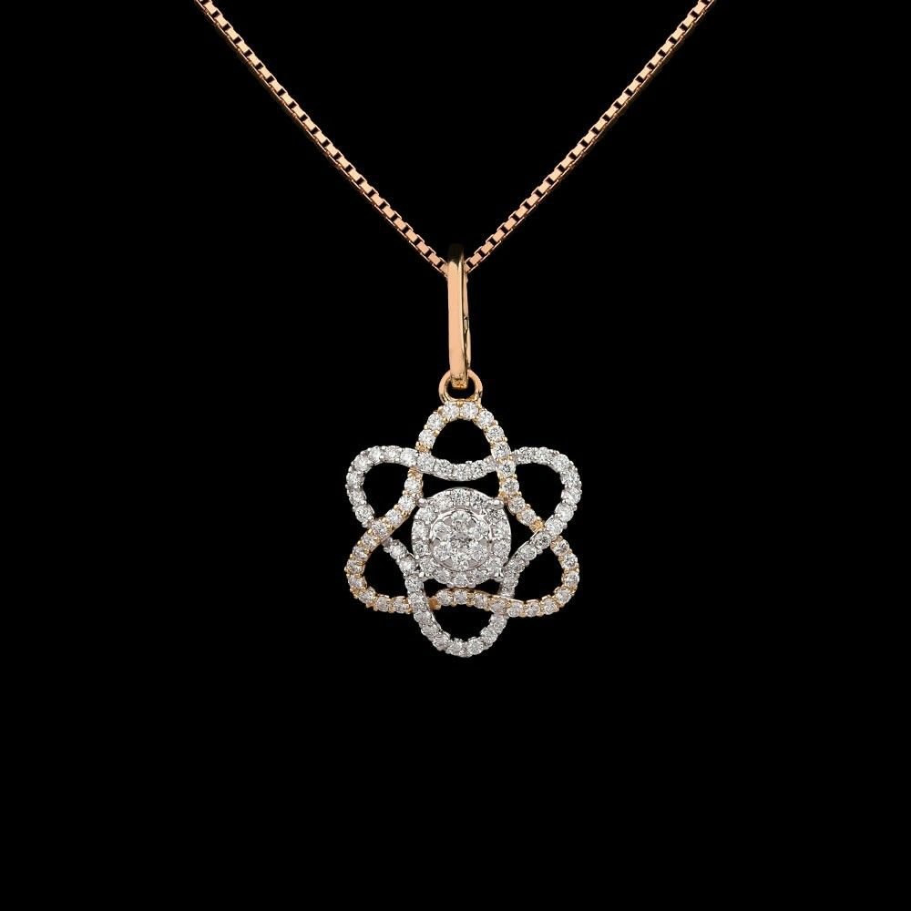 Exquisite Two-Tone Diamond Cluster Flower Pendant