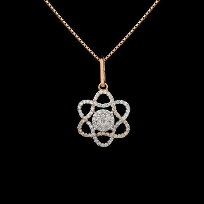 Exquisite Two-Tone Diamond Cluster Flower Pendant
