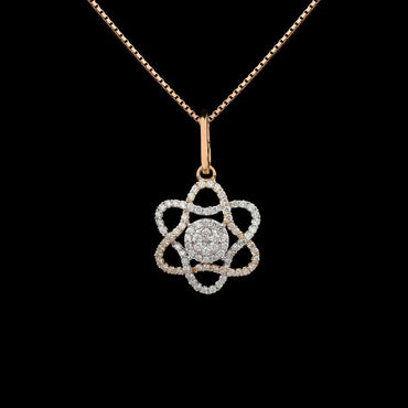 Exquisite Two-Tone Diamond Cluster Flower Pendant