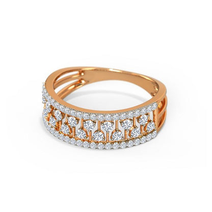 Elegant Rose Gold Openwork Diamond Band