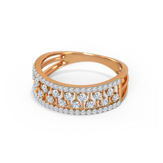 Elegant Rose Gold Openwork Diamond Band