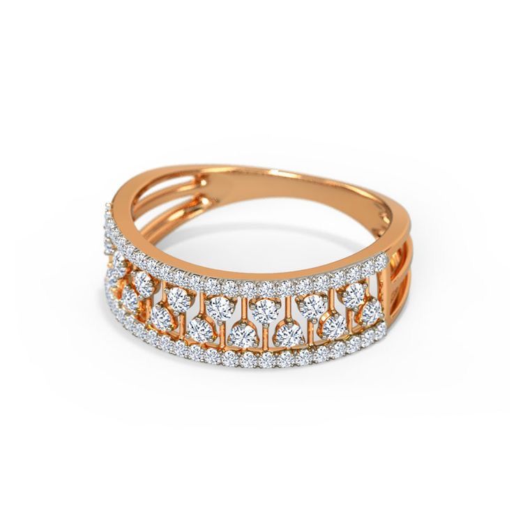 Elegant Rose Gold Openwork Diamond Band