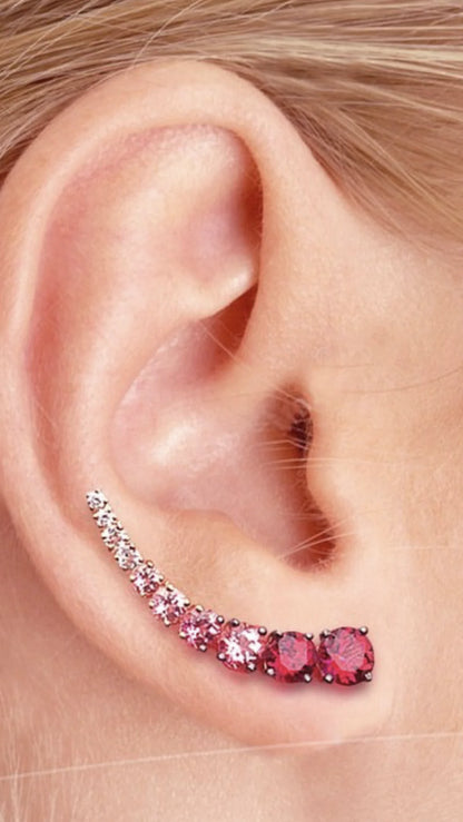 Ruby CZ Ear Climber Earrings