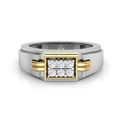 Men's Two-Tone Diamond Cluster Signet Ring