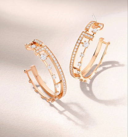 Diamond Architectural Hoop Earrings