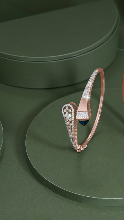 Elegance Bypass Diamond Bangle in Rose Gold