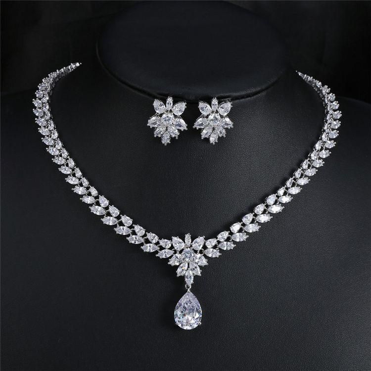 Elegant Marquise Cut Cubic Zirconia Bridal Jewelry Set