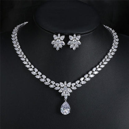 Elegant Marquise Cut Cubic Zirconia Bridal Jewelry Set