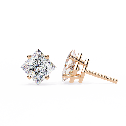 Princess Cut Diamond Solitaire Stud Earrings
